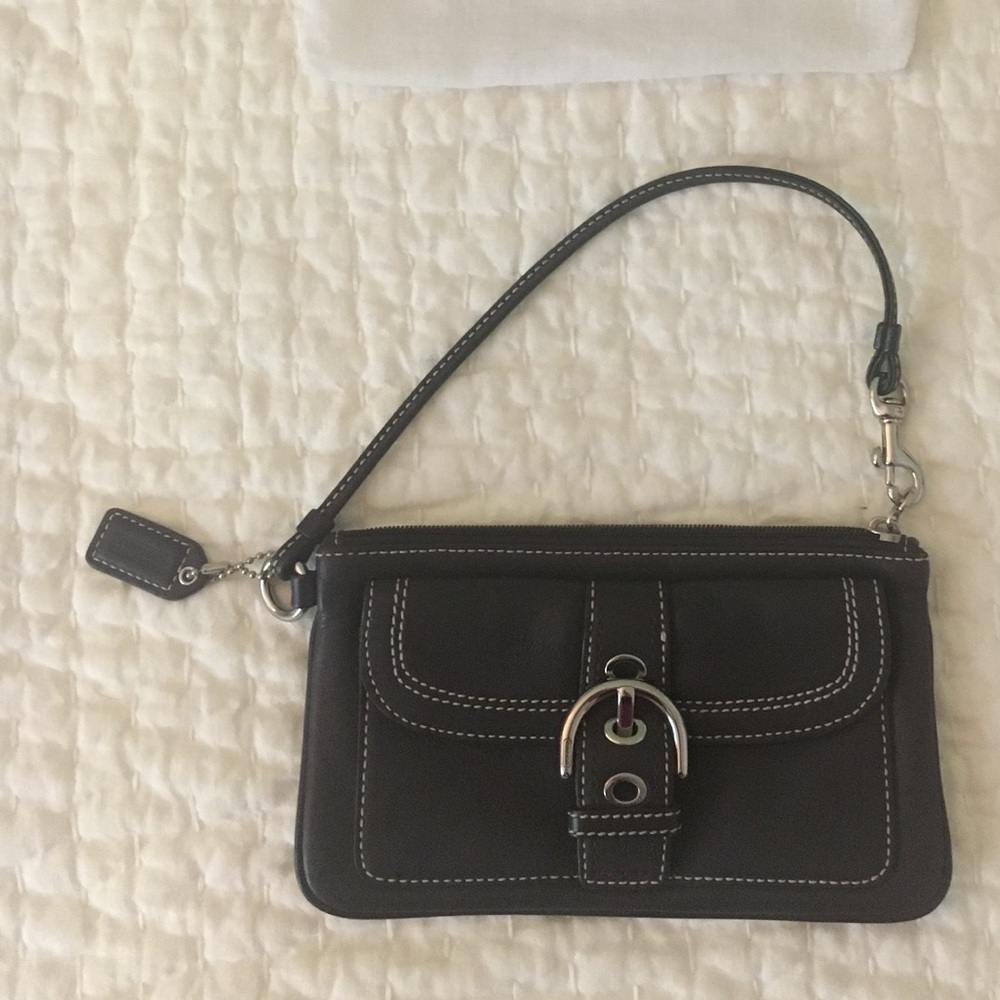 Authentic Brown Leather Coach Wristlet